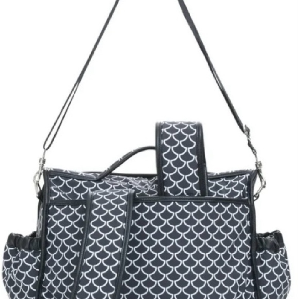 Black And White Patterned Backpack Diaper Bag Ban… - image 8